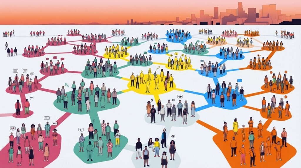 Cohorts of users grouped by behavior pattern in audience intelligence for product discovery.